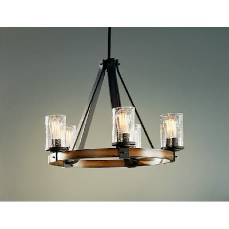 Kichler Barrington 5 -Light Distressed Black Seeded glass Metal Chandelier