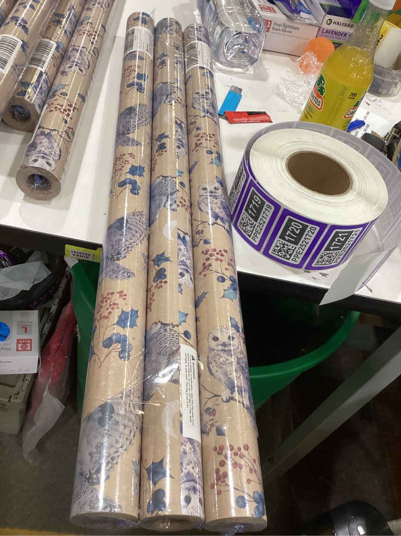 Aimyoo Christmas Wrapping Paper - 30 Inch x 32.8 Feet Jumbo Roll - Cute Owls Night Woodland Design f