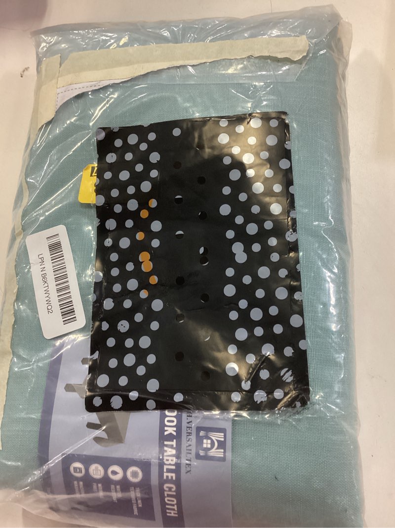 Condition photo showing New/Like New for h.versailtex linen textured table cloths 60 x 120 inch premium solid tablecloth spill-proof waterproof table cover for dining buffet feature extra soft and thick fabric wrinkle free, aqua 120" x 60" (rectangular) aqua
