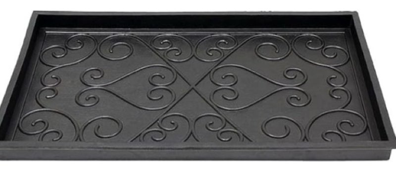 Achla Designs Scrollwork Rubber Boot Tray, Black, 24 inch L, Small