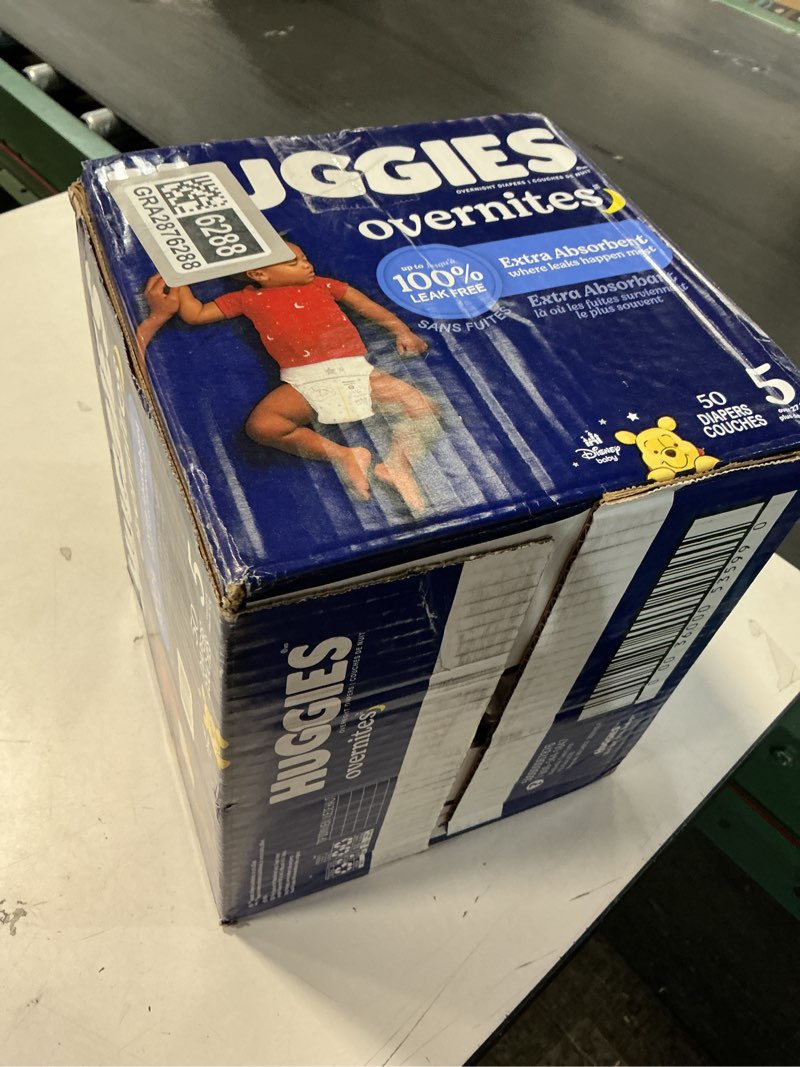Condition photo showing New/Like New for Huggies Overnites Size 5 Overnight Diapers (27+ lbs), 50 Ct, Packaging May Vary Size 5 50