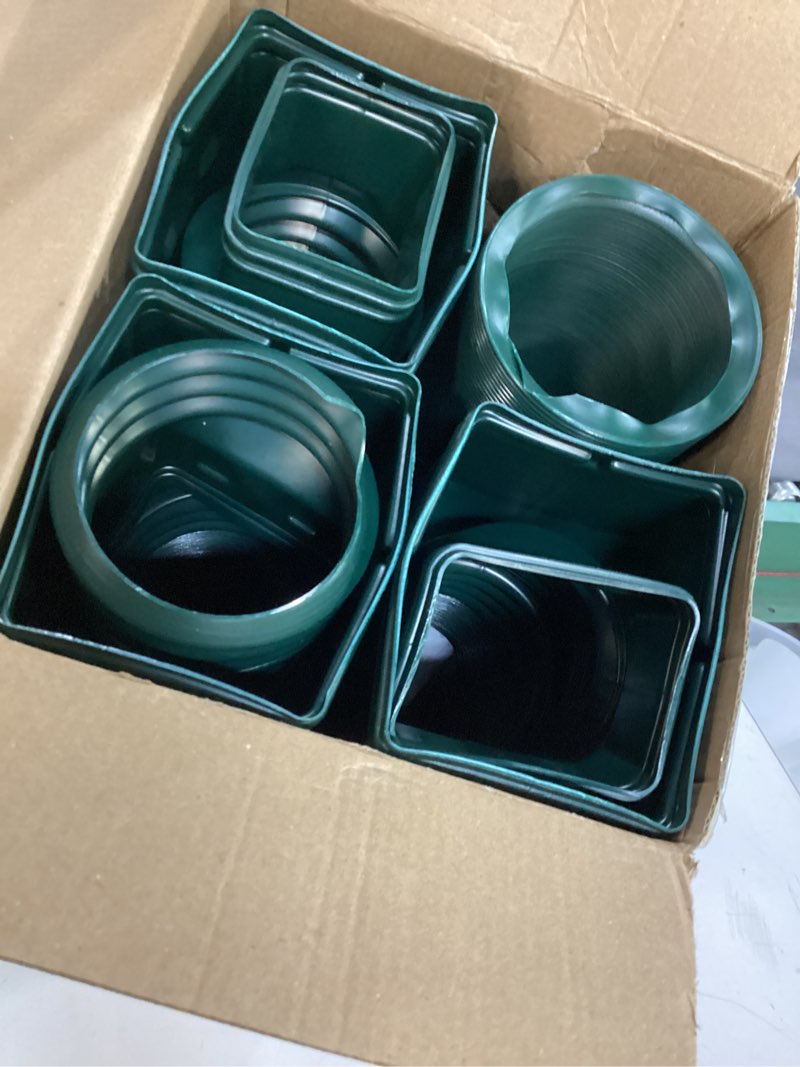Condition photo showing Good Condition for 4 pack flexible gutter downspout extensions extendable from 21" to 67", downspout extender comes with adapters, thickened down spout drain extension for rainwater drainage(green) 4 pack green