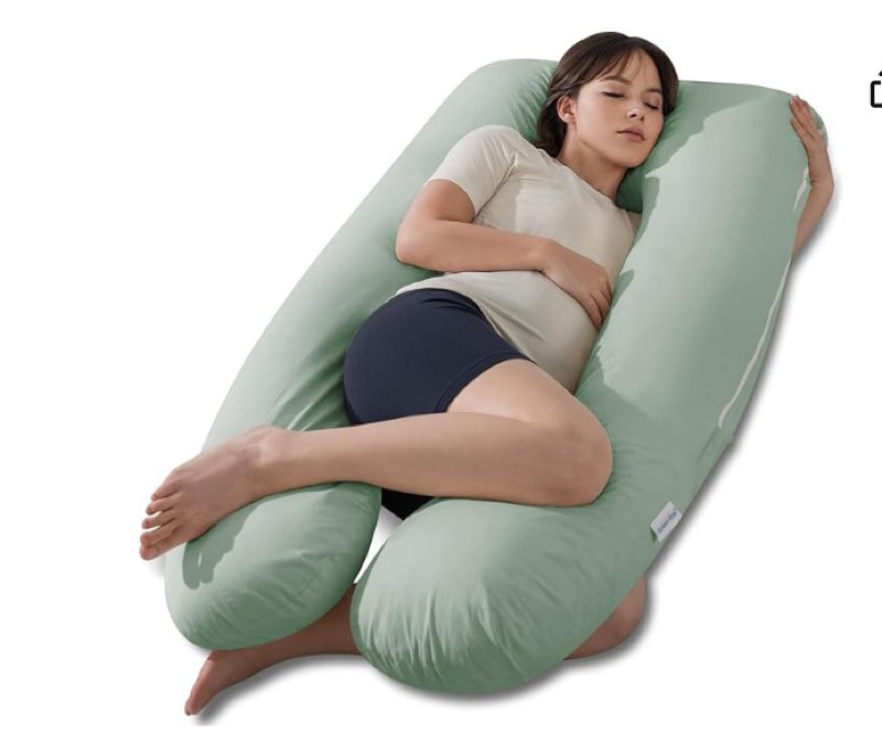queen rose pregnancy pillows, soft u-shaped cotton body pillow for sleeping, maternity pillow for pregnant women, green
