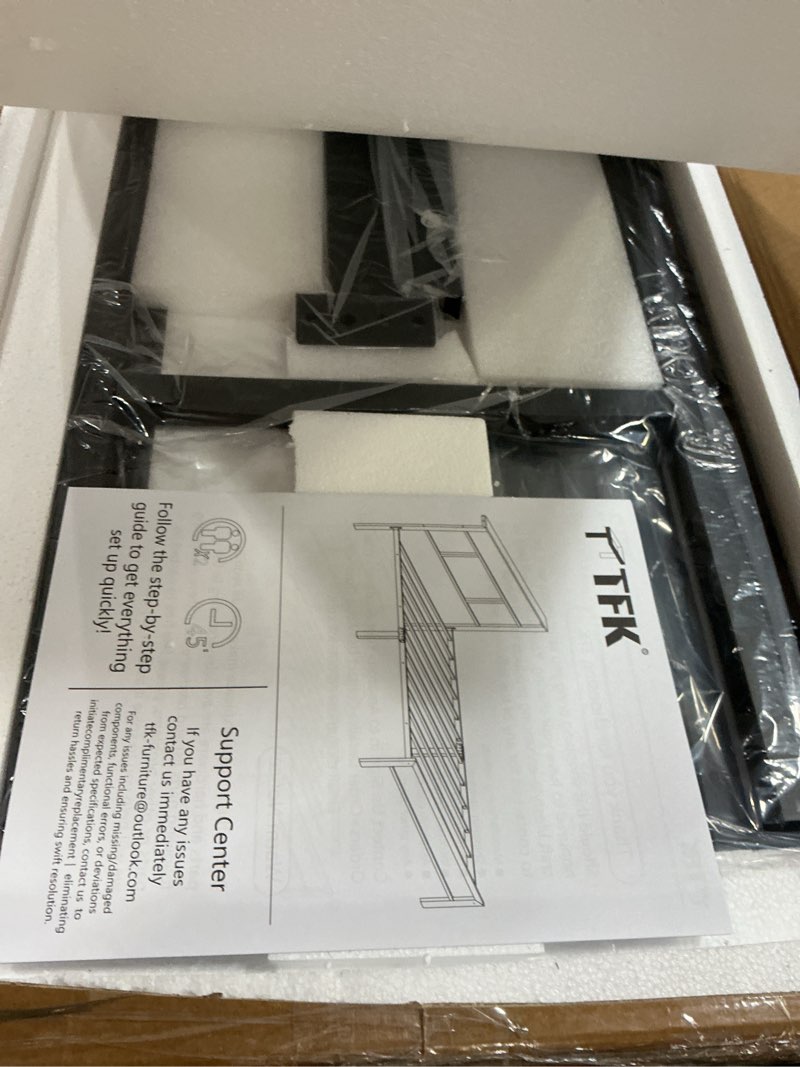 Condition photo showing Good Condition for tfk twin bed frames with headboard, twin size bed frame with underbed storage space, heavy duty sturdy twin metal bed frame, easy assembly, no box spring needed, black black twin