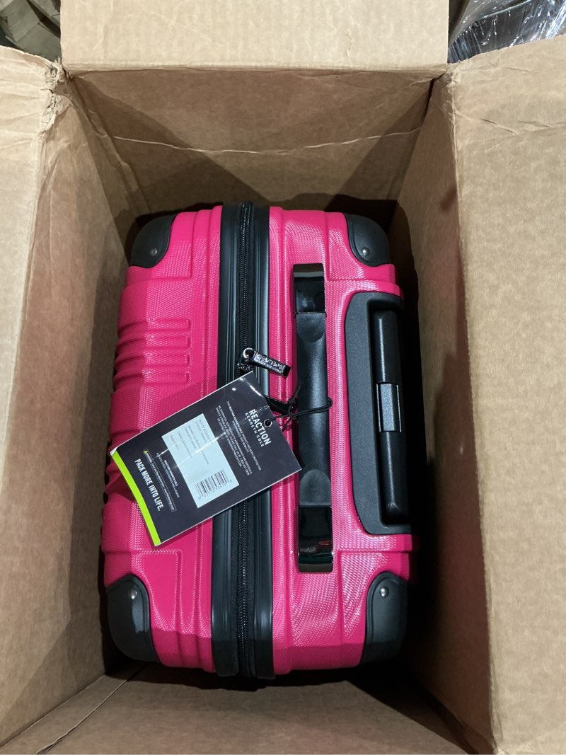 Condition photo showing Good Condition for kenneth cole reaction out of bounds lightweight hardshell 4-wheel spinner luggage, magenta, 24-inch checked 24-inch checked magenta