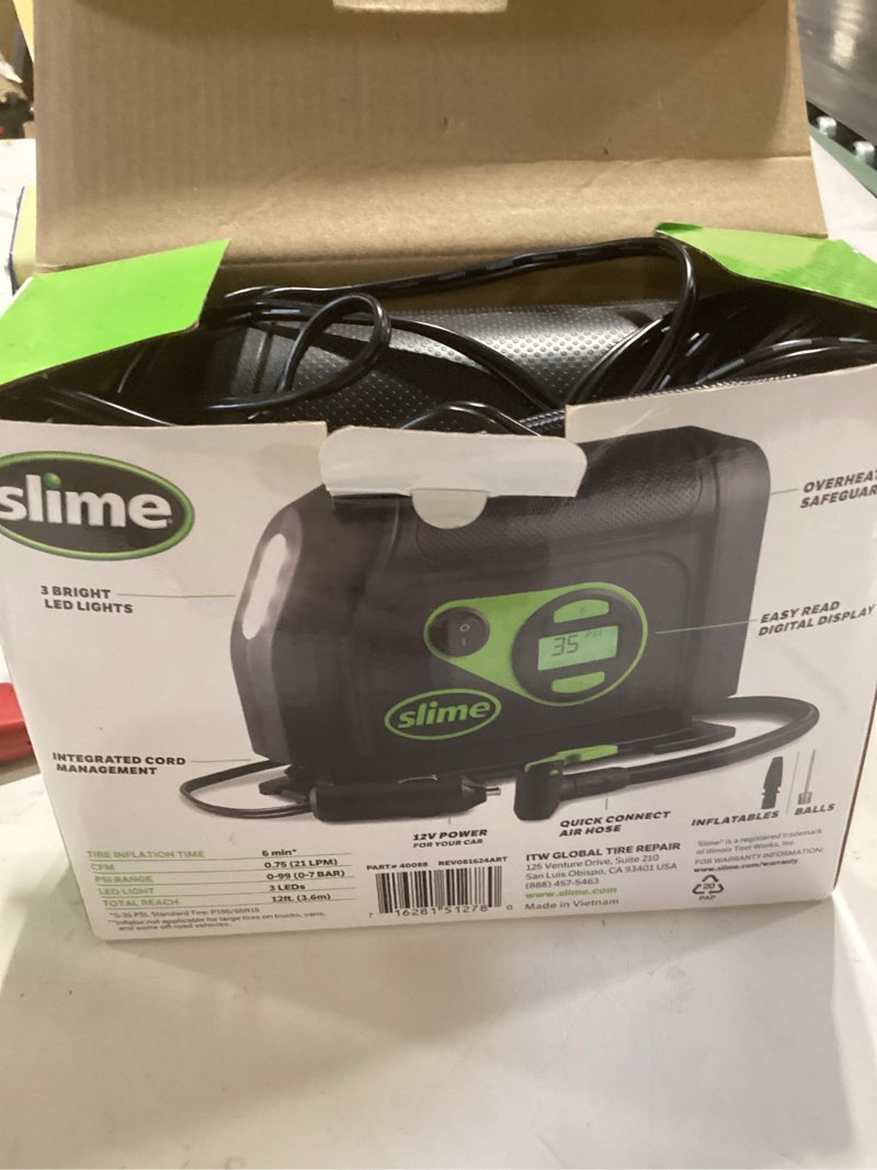 Condition photo showing As Is for slime air inflator (power source: car )