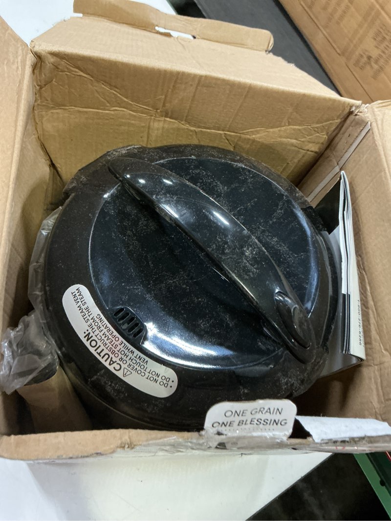 Condition photo showing As Is for aroma digital rice cooker, 4-cup (uncooked) / 8-cup (cooked), steamer, grain cooker, multicooker, 2 qt, stainless steel exterior, arc-914sbd 4 cup uncooked / 8 cup cooked