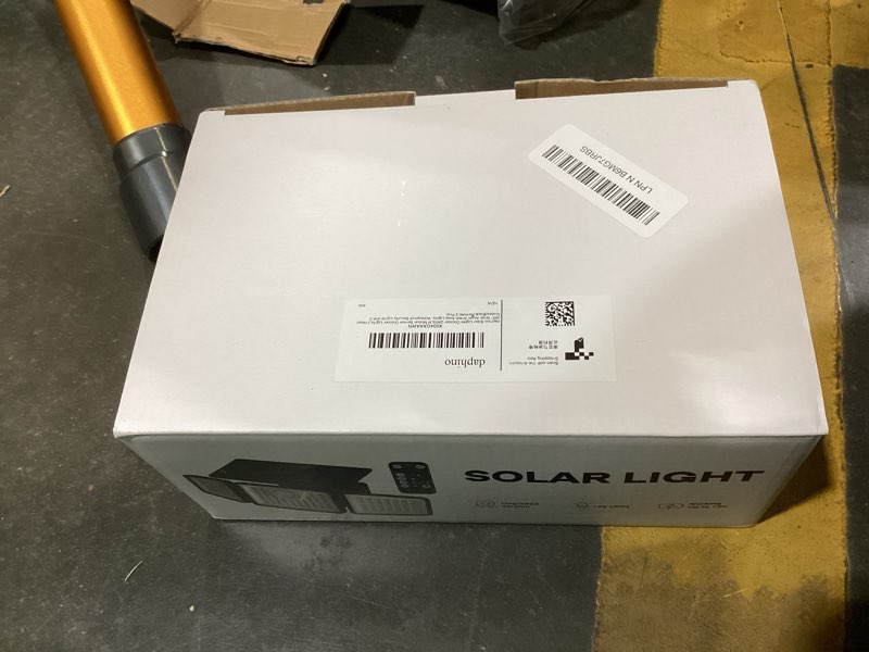 Condition photo showing New/Like New for 2500lm solar lights outdoor with motion sensor,3 head 270° wide angle street area lights,ip65 waterproof security lighting with 3 modes(remote,2 pcs)