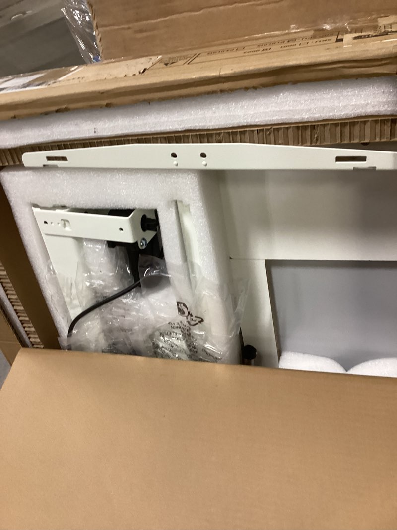 Condition photo showing Good Condition for Claiks Glass Standing Desk, 40x24 Inch Small White Stand Up Desk Electric Adjustable Height Quick Install Computer Desk for Home Office, Super White Super White 40 inch