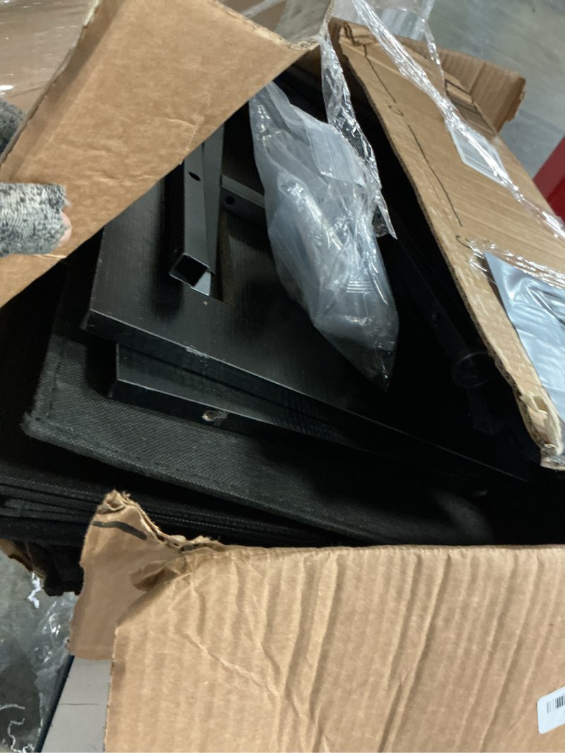 Condition photo showing As Is for Somdot Black Nightstand with Charging Station and LED Light, Wide 5 Drawers Dresser for Bedroom with Fabric Bins and Open Shelf for Bedroom Kids Closet Dorm Guest Room, Black Black 11.4"D x 26.2"W x 27.8"H (5 Drawers)