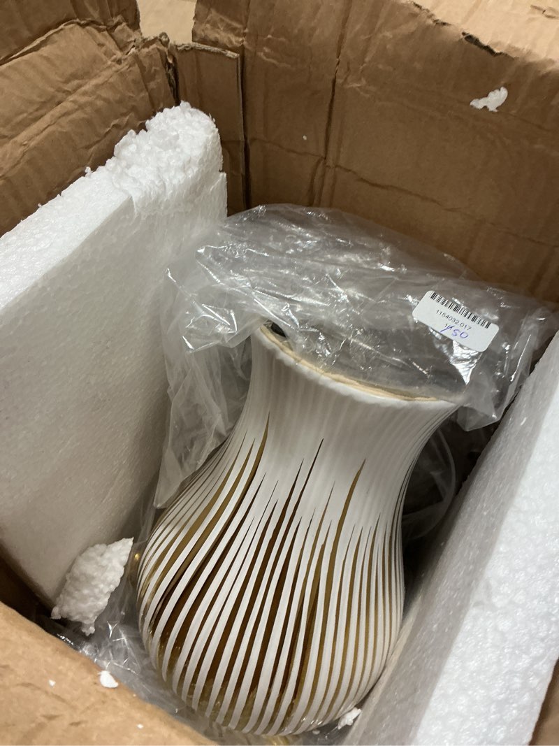 Condition photo showing As Is for White and Gold Vases for Centerpieces,White Gold Ginger Jars for Home Decor,Large Gold Vases for Kit