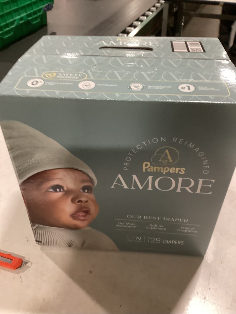 Condition photo showing New/Like New for Pampers Amore, Size 0 (up to 10 lbs), 128 Count, Our Best Diaper – Hypoallergenic & Fragrance Free, Up to 100% Leakproof, Soft as Cashmere Size 0 128