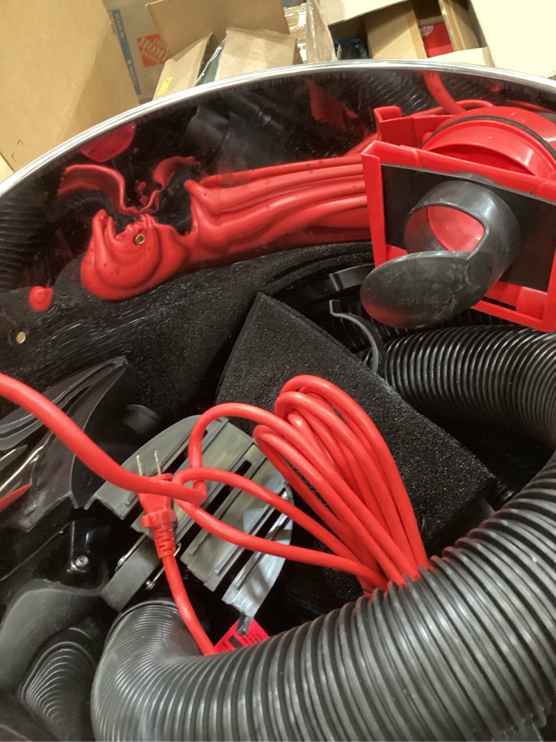 Condition photo showing As Is for craftsman 5-gallon 4 hp corded wet/dry shop vacuum with accessories included