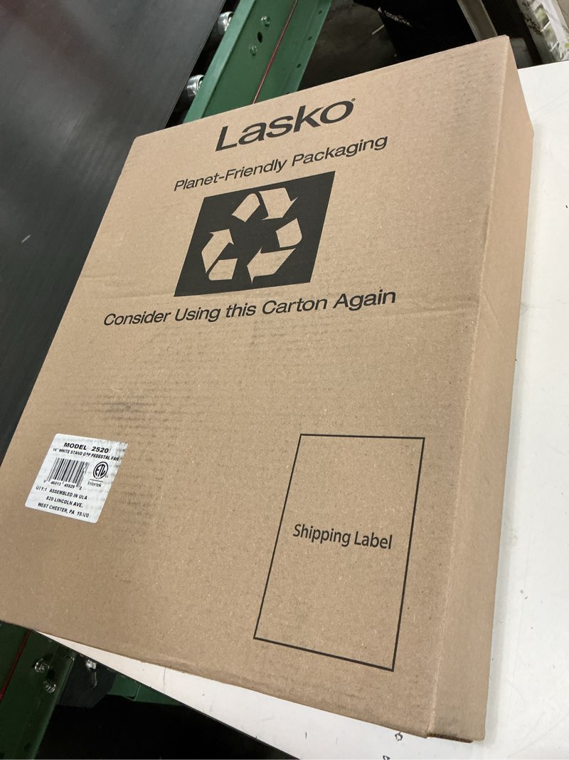Condition photo showing New/Like New for lasko 2520 oscillating stand fan,white 16 inch