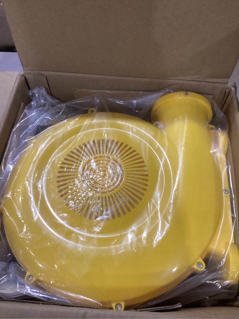 Condition photo showing New/Like New for wellfuntime 470w yellow air blower for inflatable bounce house, water slide, jumping castle, inflatable screen and inflatable tent, dual use for yard leaf blowing