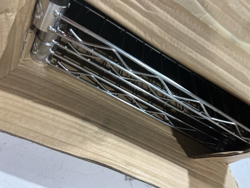 Condition photo showing As Is for style selections 23-in w x 13.4-in d x 30.5-in h 3 -tier chrome metal wire utility shelving unit