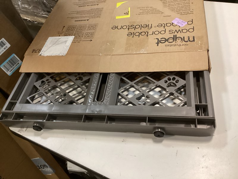 Condition photo showing Good Condition for MYPET North States Paws Portable Pet Gate: 26-40" Wide. Pressure Mount. No Tools Needed. Made in USA, 23" Tall, Expandable, Durable Dog Gates for Doorways, Fieldstone Gray