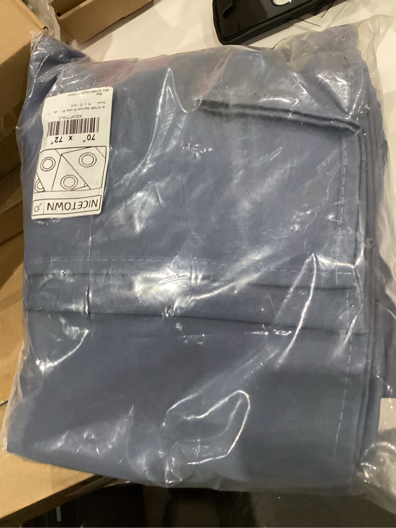 Condition photo showing Good Condition for NICETOWN Bedroom Window Blackout Curtain Panel - Thermal Insulated Blackout Drape/Drapery for Loft, Guestroom (Stone Blue, 1 Panel, 70 x 72 inch) Stone Blue 70\"W x 72\"L (Pack of 1)