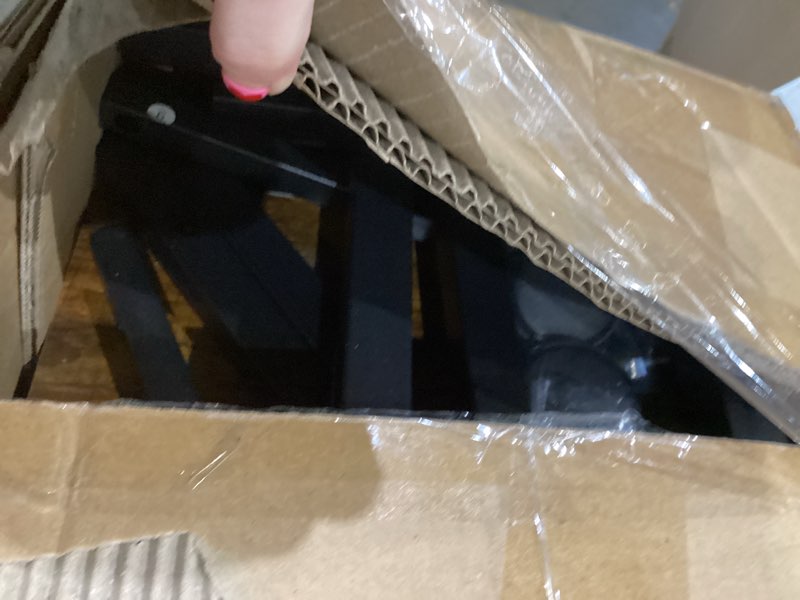 Condition photo showing New/Like New for Large Printer Stand with Adjustable Shelf, 3-Tier Rolling Printer Cart with Wheels, Heavy-Duty Wood Printer Table for Home Office, Heat Press and Laser (Rustic Brown)