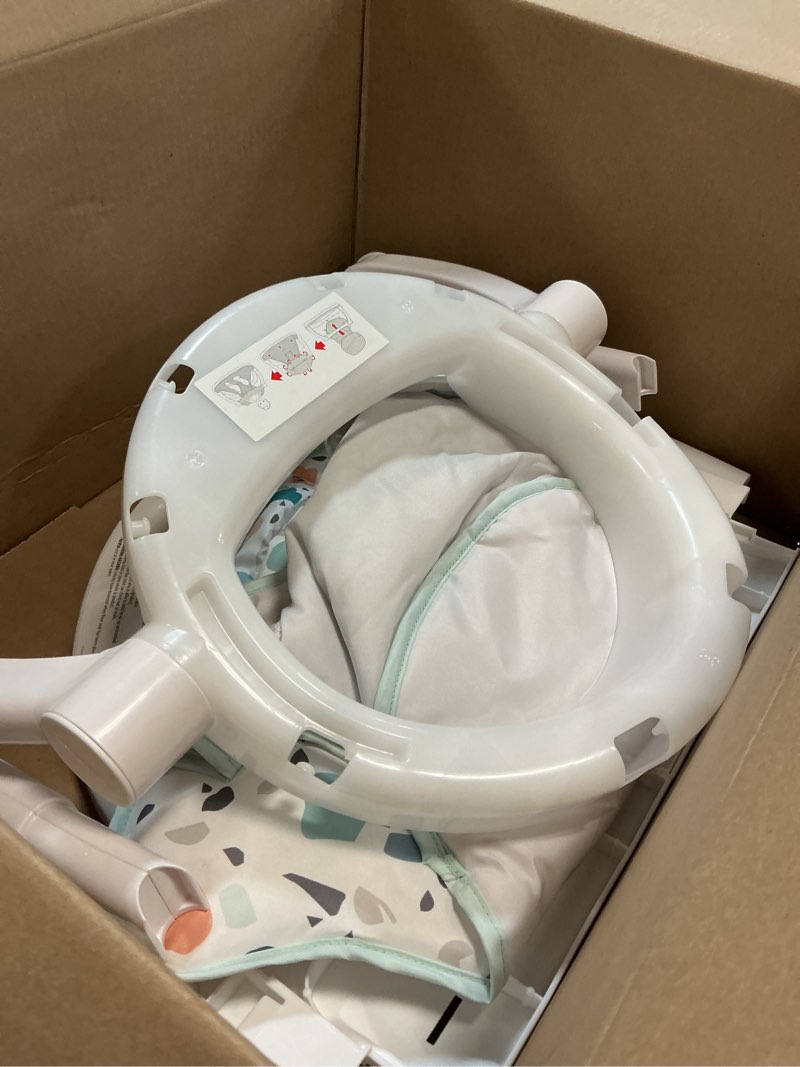 Condition photo showing As Is for fisher-price portable baby chair deluxe sit-me-up floor seat with snack tray, newborn activity toys & rainbow sprinkles washable pad