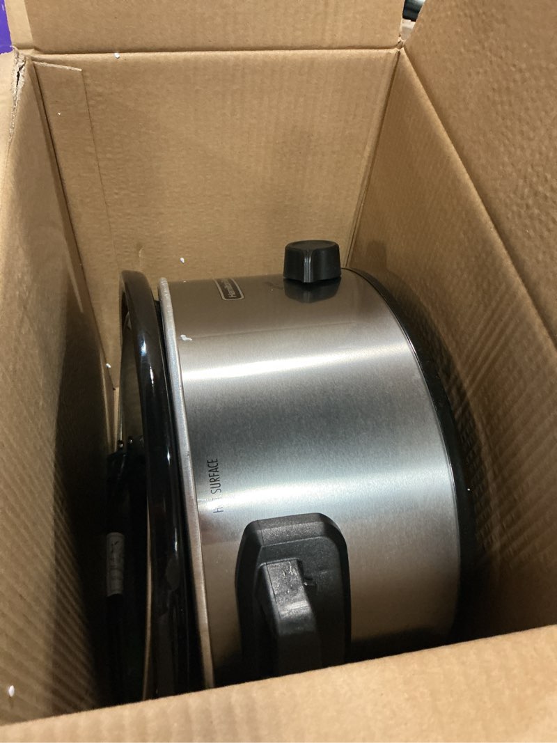 Condition photo showing Good Condition for Hamilton Beach 6-Quart Slow Cooker with 3 Cooking Settings, Dishwasher-Safe Stoneware Crock & Glass Lid, Silver (33665G) Silver 6 Quarts