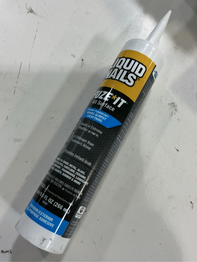 Condition photo showing New/Like New for liquid nails ln-2000 6 pack 9 oz. fuze it all surface construction adhesive, gray