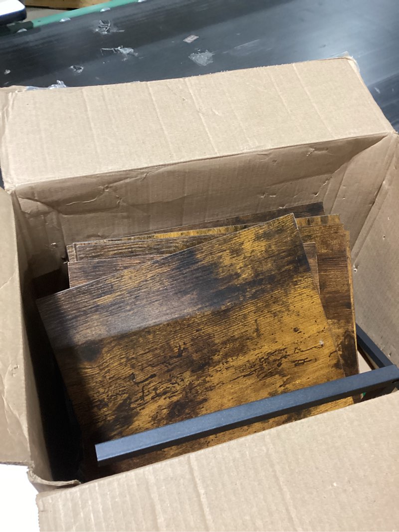 Condition photo showing Good Condition for Huuger Night Stand with 2 Drawers, Bed Side Table with Open Shelf, Wooden Top, Nightstand for Bedroom, End Table for Small Space, Fabric Drawer, Rustic Brown 1 Rustic Brown