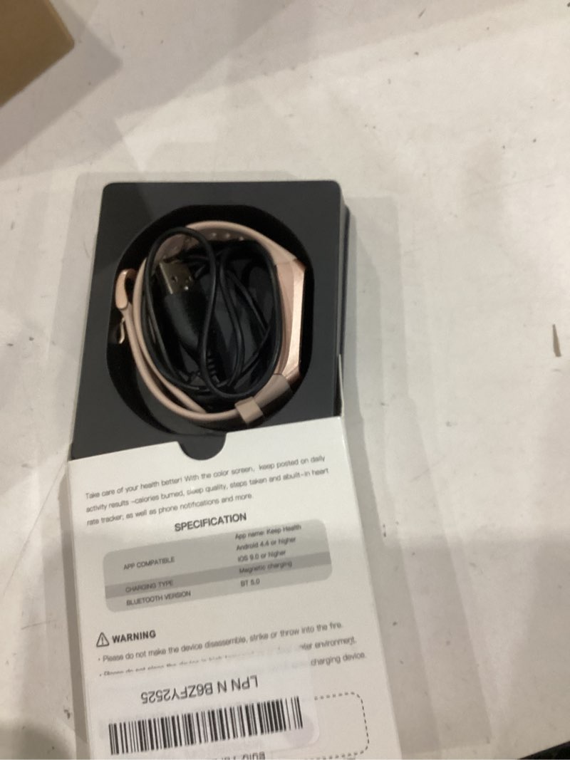 Condition photo showing As Is for fitness tracker,2025 smart watch with blood pressure heart rate & sleep monitor ip67 waterproof step calorie counter pedometer fitness activity health watch for android ios phone men women white pink