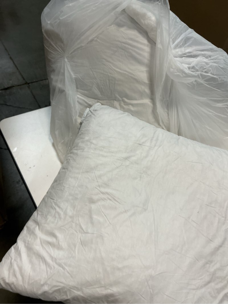 Condition photo showing As Is for miulee throw pillows inserts, pack of 2 18x18 inch 100% virgin fiber filling bed couch pillows