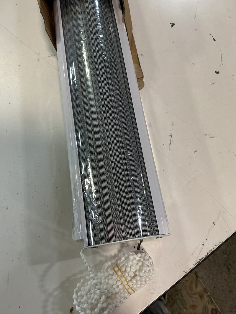 Condition photo showing Good Condition for zebra blinds for windows, free-stop zebra shades, dual layer light filtering sheer blinds for indoor windows, roller window shades for privacy (28" w x 72" h, grey) 28"w x 72"h grey