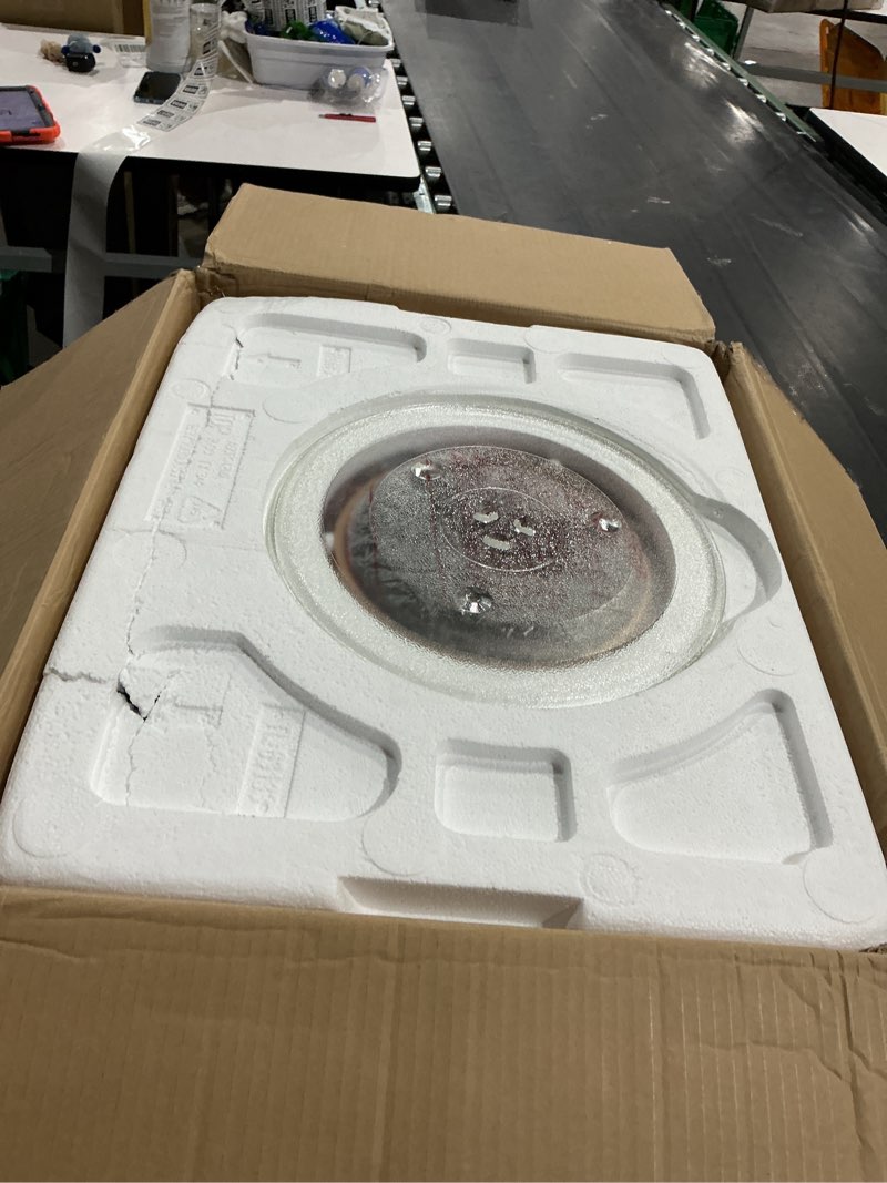 Condition photo showing As Is for toshiba em131a5c-ss countertop microwave ovens 1.2 cu ft with 12.4" removable turntable smart humidity sensor, 12 auto menus mute function eco mode easy clean interior, 1000w, silver 1.20 cu.ft
