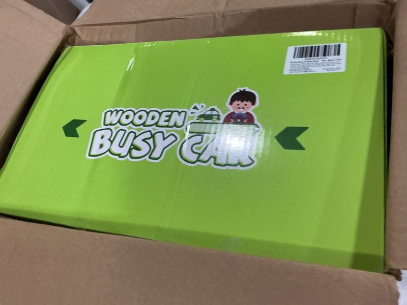 Condition photo showing New/Like New for montessori car busy board for toddlers, wooden sensory steering wheel activity baby toy with lights, buttons, gears & key start, kids interactive educational toys for boys girls