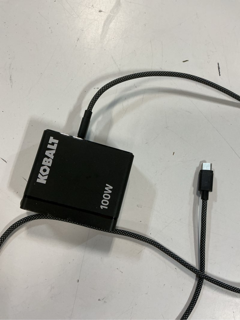 Condition photo showing As Is for new genuine kobalt 24v usb-c pd 65w battery charger kch-624-06