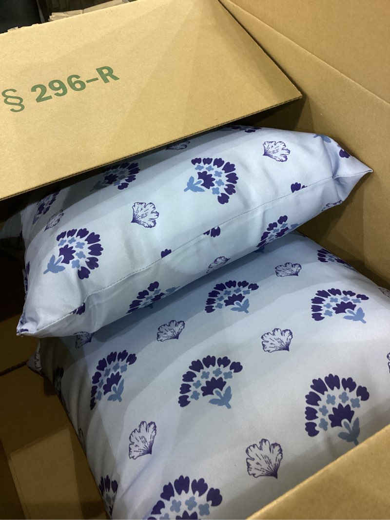 Condition photo showing As Is for Outdoor Pillows, Pack of 2 Waterproof Decorative Throw Pillows with Inserts, 18”x18” Square Pillows for Bed, Couch, Sofa and Patio Furniture Kalmia Latifolia 18 x 18-Inch