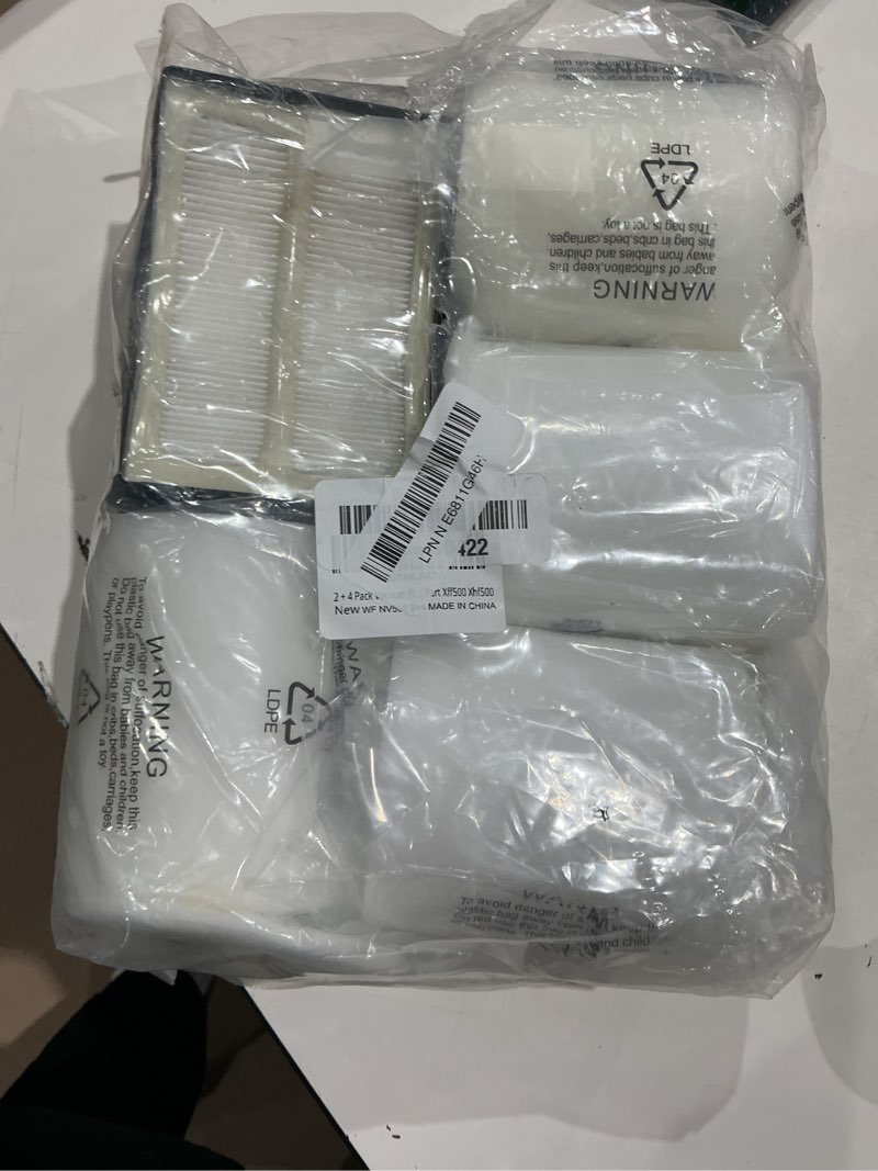 Condition photo showing As Is for 2 + 4 pack vacuum filters replacement compatible for shark rotator pro lift-away nv500, nv501, nv502, nv503, nv505, nv510, nv520, nv552, uv560, nv642, zu780, zu782, zu785, part xff500 xhf500