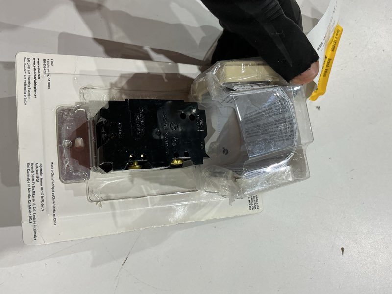 Condition photo showing As Is for eaton universal single-pole/3-way led decorator light dimmer, white/light almond/ivory