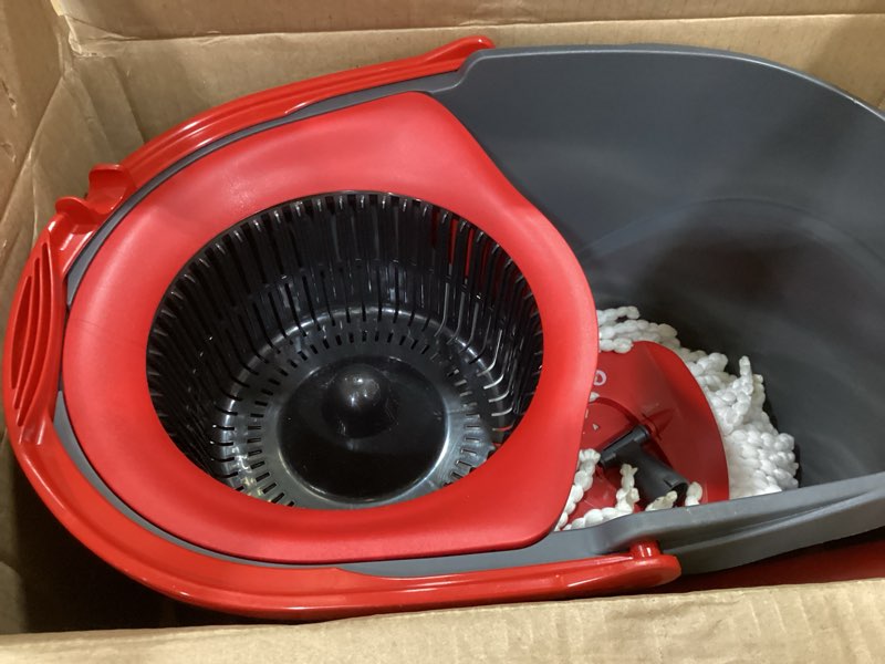 Condition photo showing Good Condition for o-cedar easywring microfiber spin mop, bucket floor cleaning system, red, gray, standard