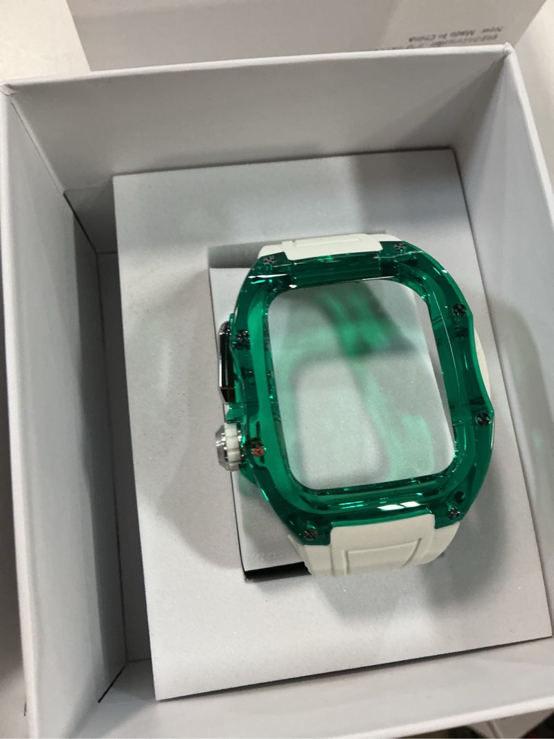 Condition photo showing New/Like New for Compatible with Apple Watch Series 9/8/7 45mm Bands Case for Men, Translucent Heavy Duty Case with Military Sport Strap, Tactical Grade Shockproof Bumper Cover for iWatch