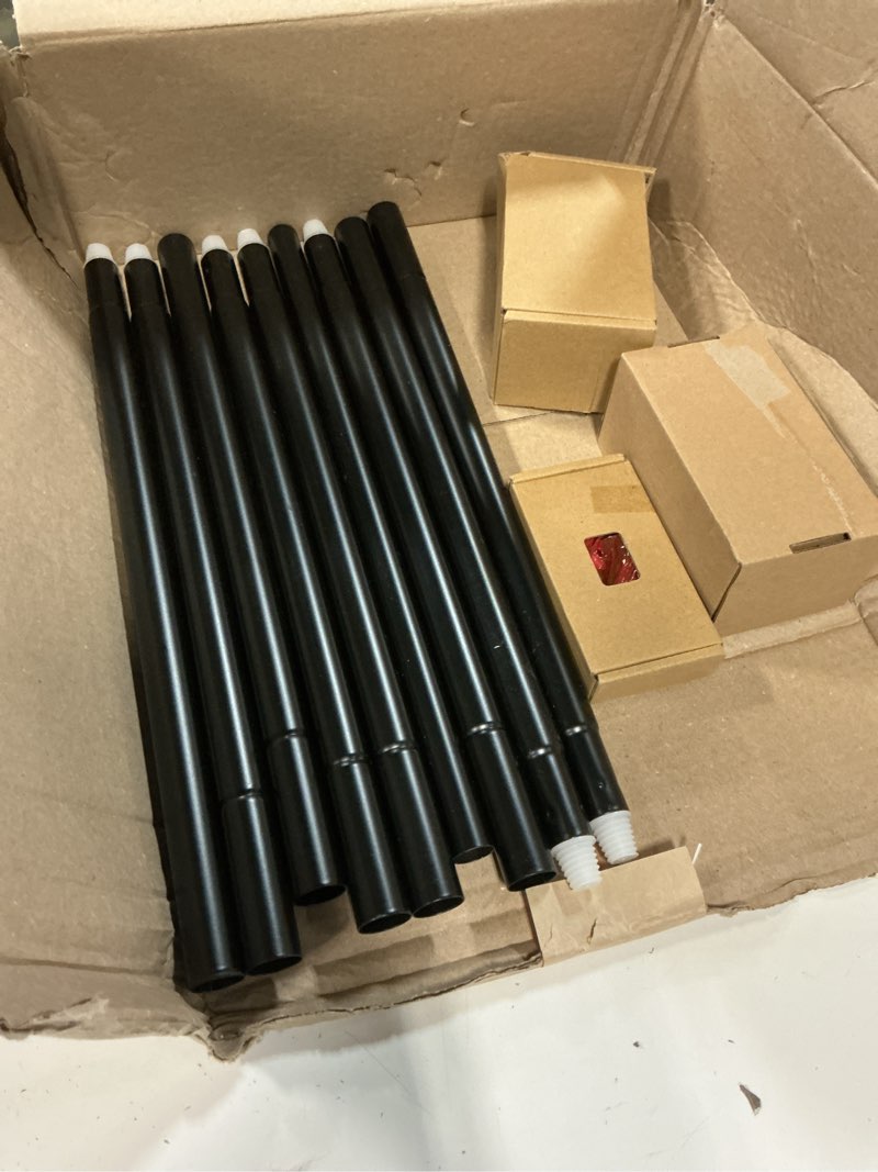 Condition photo showing As Is for tonial black curtain rod 32 to 86 inches, 7/8 adjustable curtain rods for windows 20 to 82 inches, splicing drapery rods heavy duty with netted texture finials black 32-86"