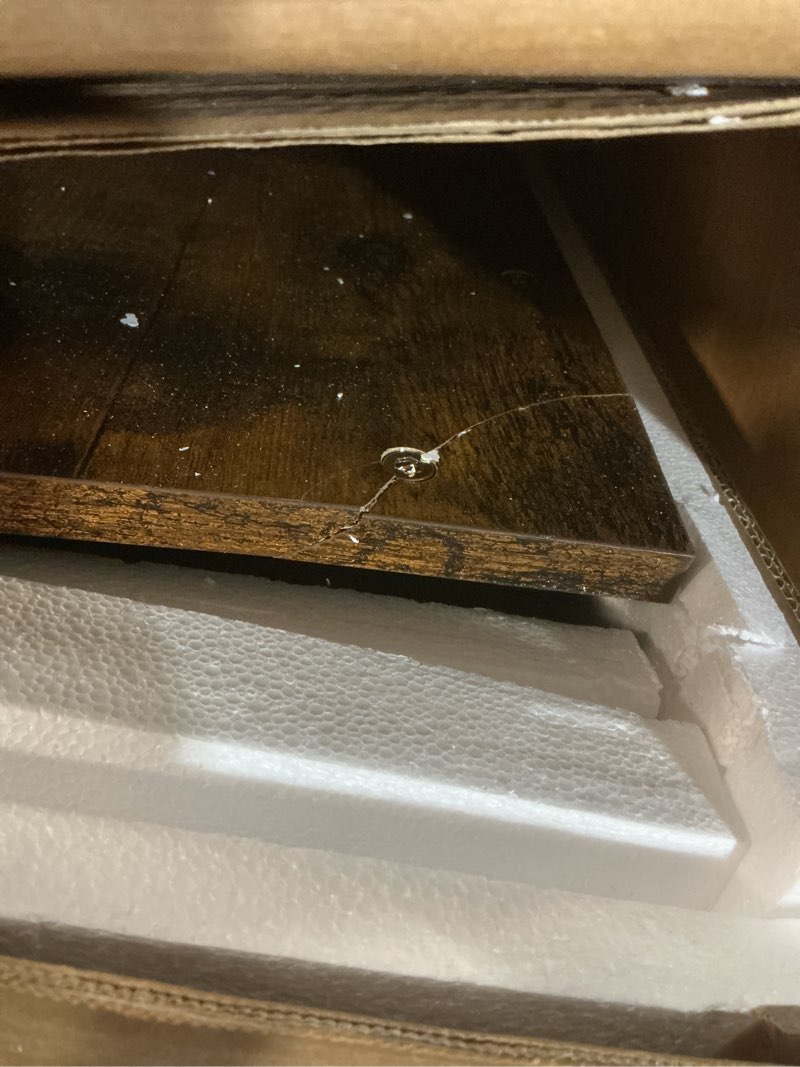 Condition photo showing As Is for vasagle coffee bar, 31.5 inches baker's rack for kitchen with storage, 6-tier kitchen shelves with 6 hooks, microwave stand, industrial, rustic brown and black ukks019b01