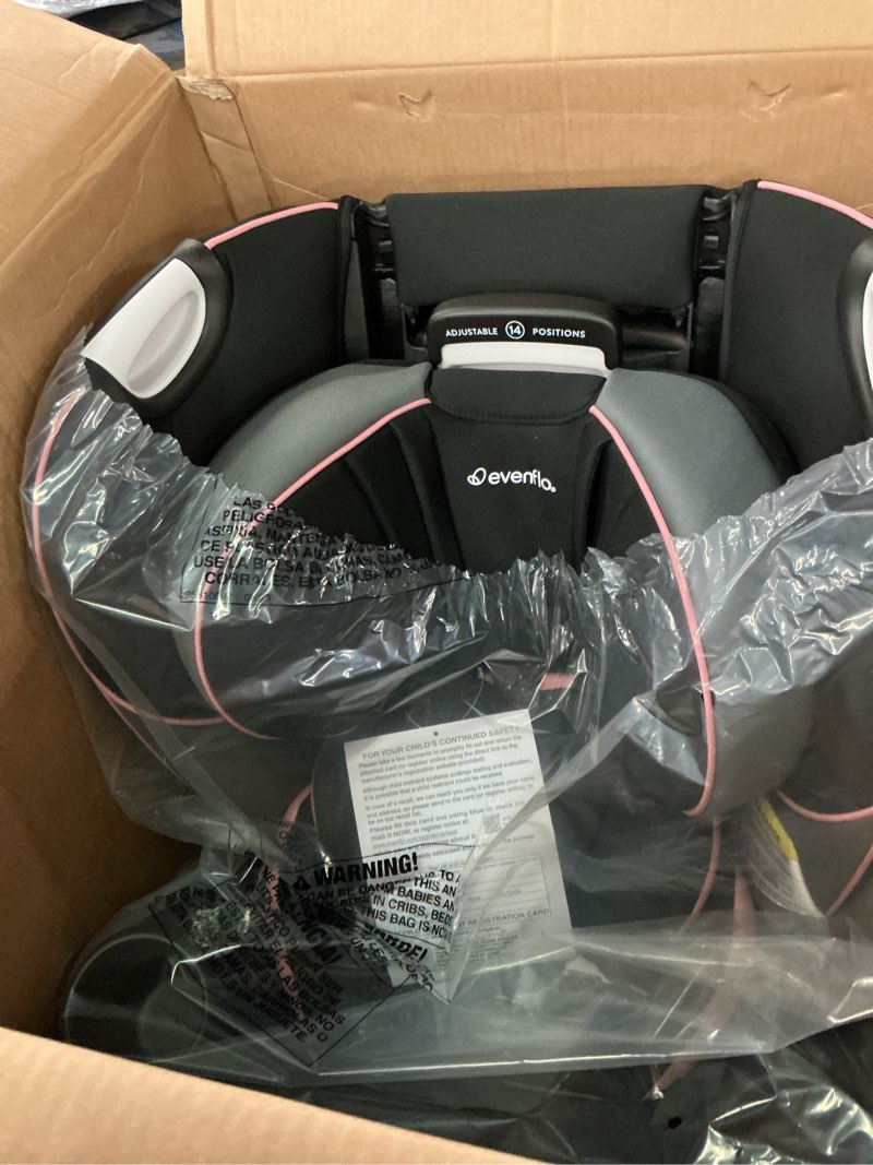 Condition photo showing Good Condition for evenflo revolve360 extend convertible car seat with 360 degree rotation, extended rear-facing, forward-facing, booster mode, and secure latch install, rowe pink