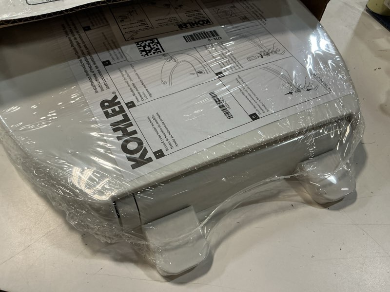 Condition photo showing Good Condition for kohler k-4774-0 brevia elongated white toilet seat with quick-release hinges and quick-attach hardware for easy clean, white