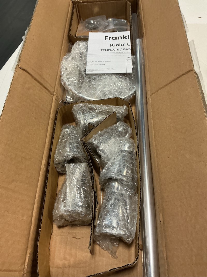 Condition photo showing Good Condition for Franklin Brass Kinla 5-Piece Bathroom Set Polished Chrome 18" and 24" Towel Bar Racks,Toilet Paper Holder, Ring, Hook KIN5PC-PC Polished Chrome 5-Piece Bath Accessory Set