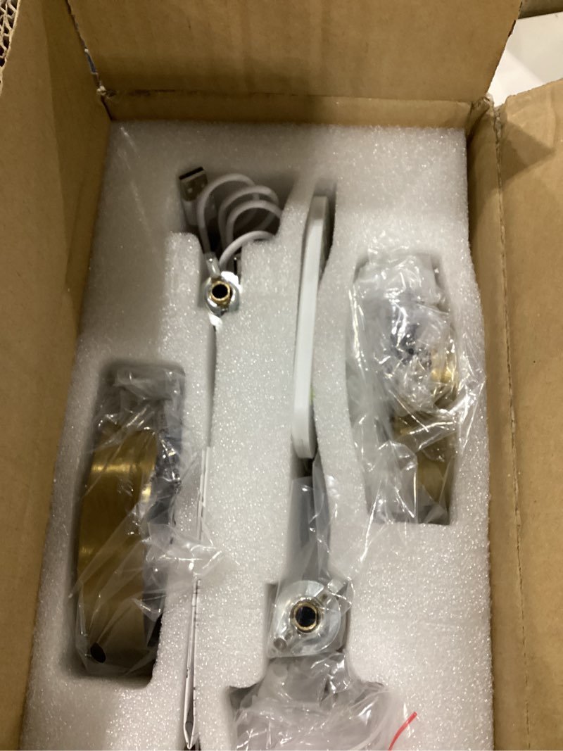 Condition photo showing Good Condition for hardwired gold wall sconces set of 2, modern bathroom sconces wall lighting vanity light fixtures with clear glass, brushed brass wall decor lights for mirror living room bedroom hallway stairwell gold & clear glass hardwired 16 inch