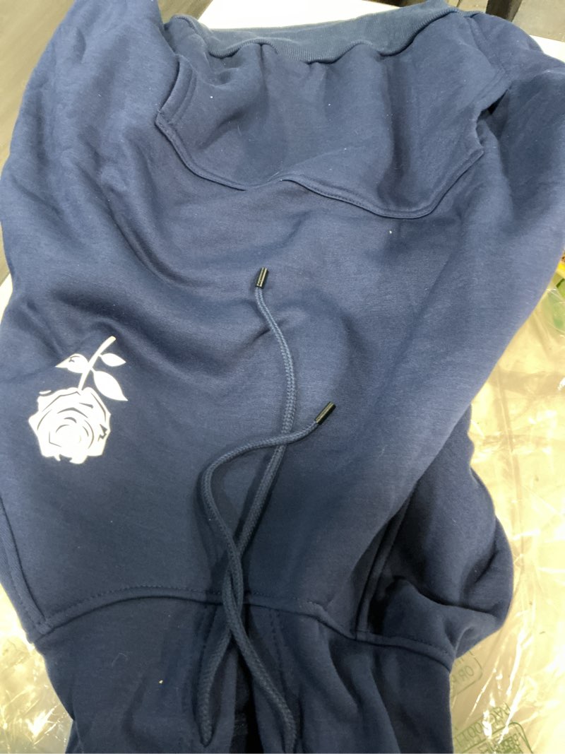Condition photo showing Good Condition for (Size:L)Floerns Men's Graphic Print Long Sleeve Drawstring Hoodie Pullover Sweatshirt X-Small Dark Blue