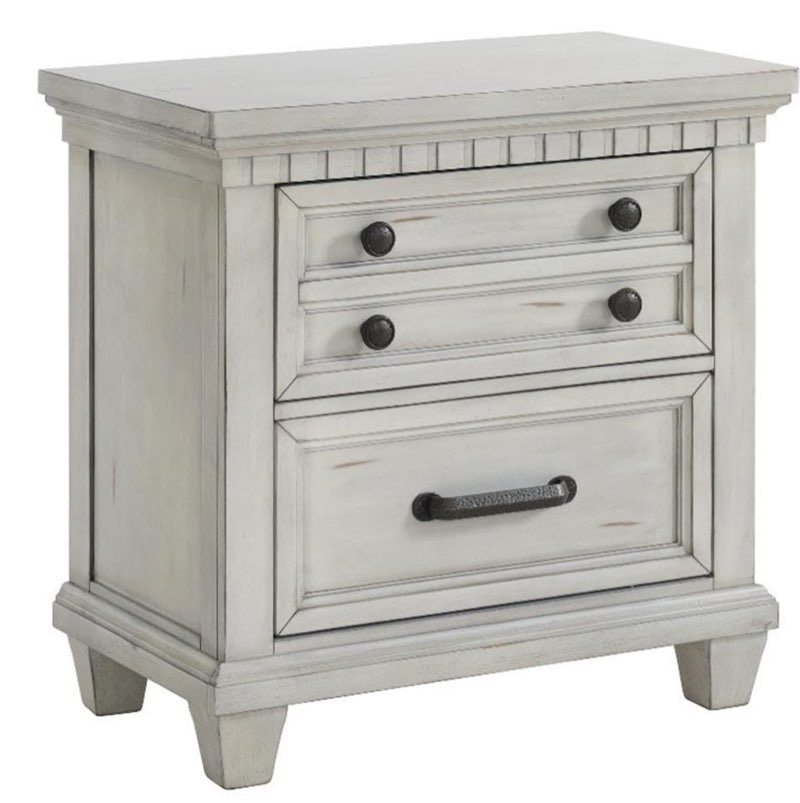 picket house furnishings windom 2-drawer nightstand with usb in antique white