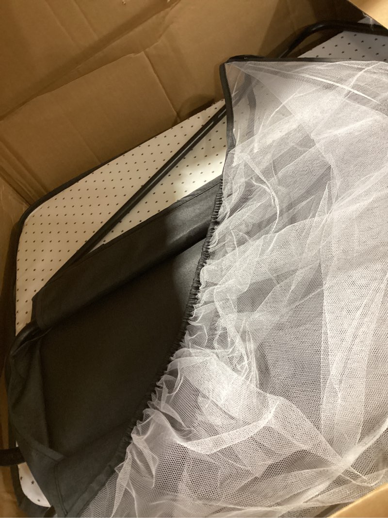 Condition photo showing As Is for 3 in 1 baby bassinet crib with breathable mesh, bassinet bedside sleeper with wheels, mosquito net, storage basket, 6 height adjustable, easy to assemble, bassinets for newborn baby | breathable mesh, mosquito net, large storage basket, 6 height adjustable, multi-functional, easy to assemble black