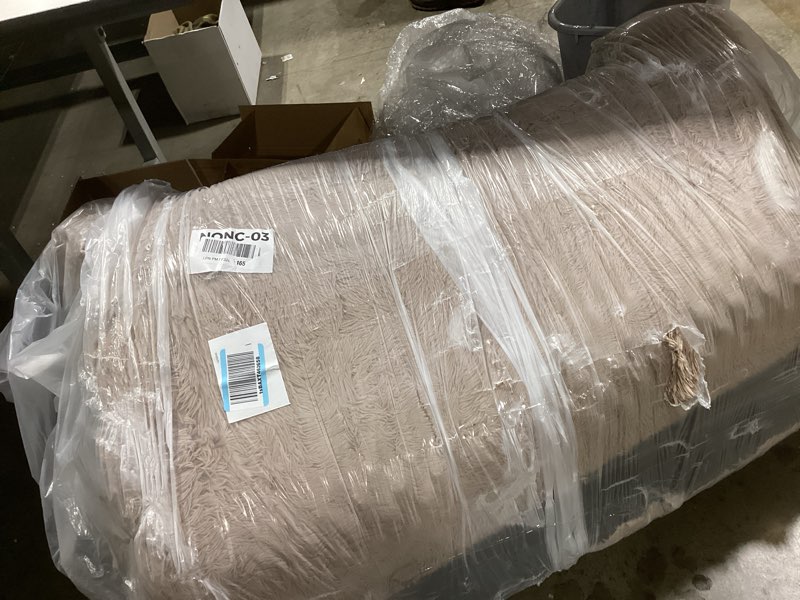 Condition photo showing Good Condition for Bedsure Foldable Human Dog Bed - 2 in 1 Flexible Giant Human Dog Bed for Adult People with Supportive Bolster Egg Foam, Waterproof Liner, Calming Fluffy Faux Fur Orthopedic Big Bean Bed, Camel 71.0"L x 41.0"W x 10.0"Th Camel