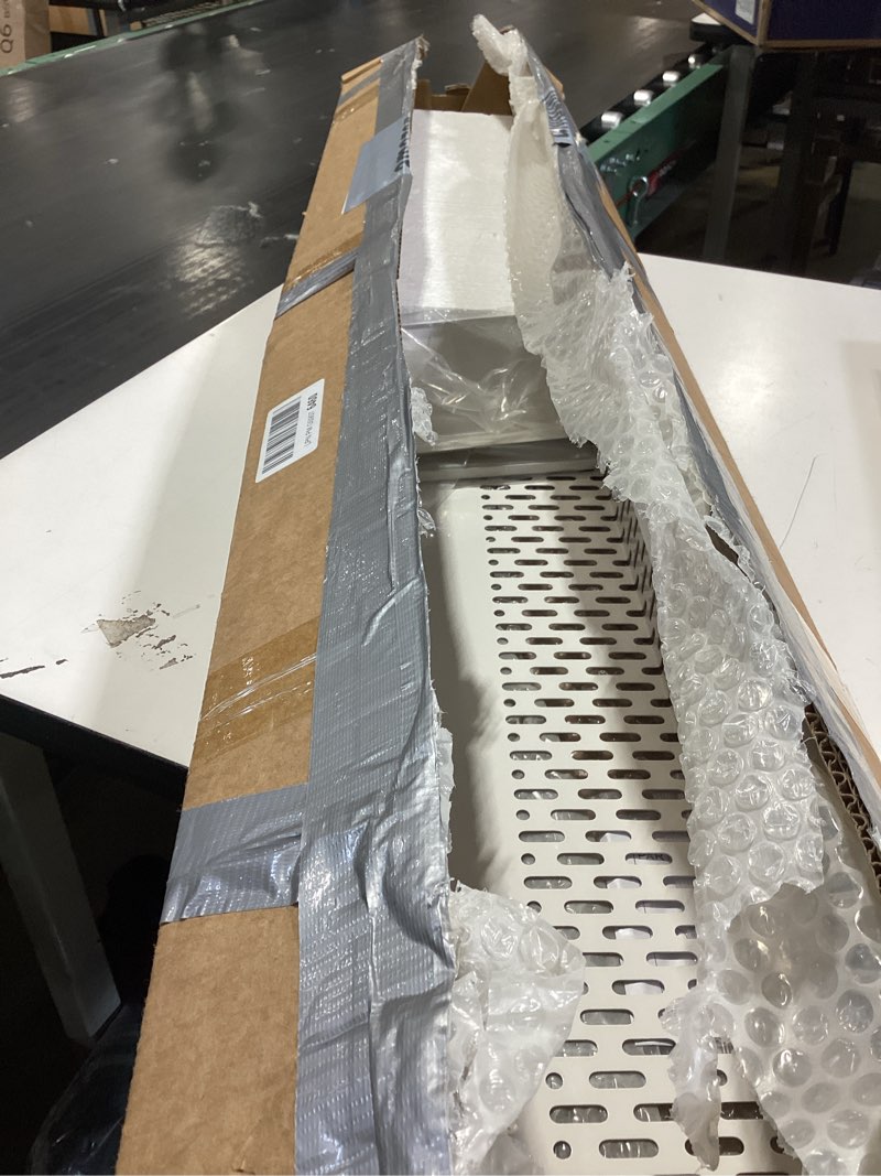 Condition photo showing Good Condition for 4 ft baseboard heater covers - ventilated metal radiator cover with endcaps, decorative baseboard radiator cover for home remodeling, 48 inches, white long-holes