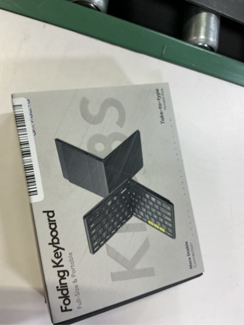 Condition photo showing New/Like New for Samsers Full-Size Foldable Bluetooth Keyboard, KF08S Wireless Folding Keyboards with PU Leather Cover, Portable Travel for iPhone iPad Smartphone Tablet Laptop, Android Windows Mac OS, Black